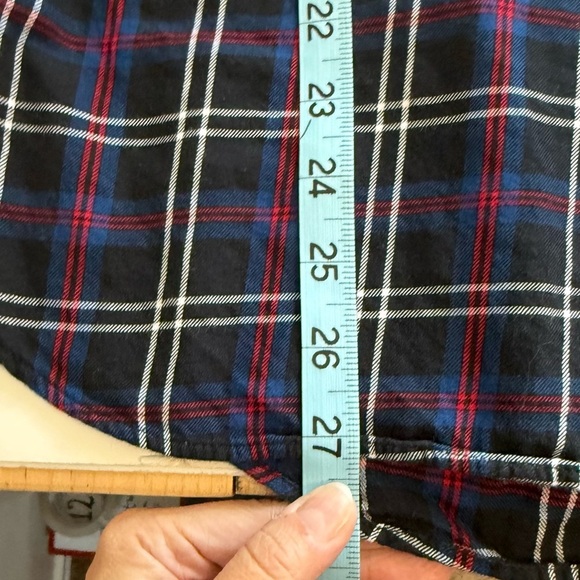 Loft Black Tartan Plaid Split Neck Long Balloon Sleeve Tunic Top Size Large - Picture 12 of 12